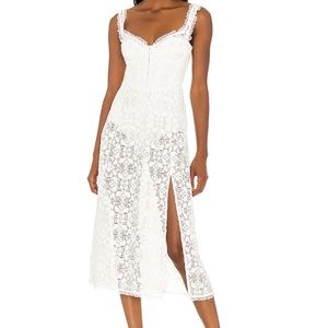 NWT - For Love&Lemons - Nadine Midi Dress in White - size Large.